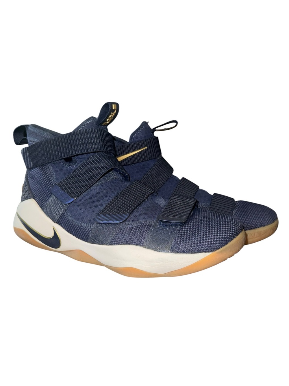Nike LeBron Soldier XI 11 Navy Gold Basketball Shoes Sneakers Men’s 10.5